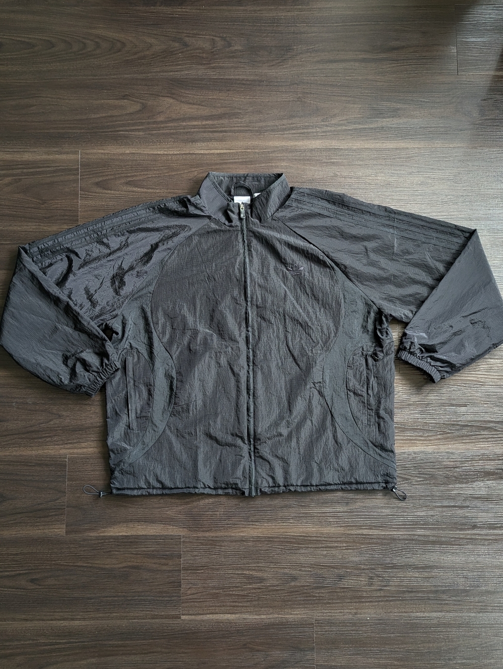 Adidas Black Windbreaker Jacket XL Streetwear Gorpcore Workout Outdoors Full Zip